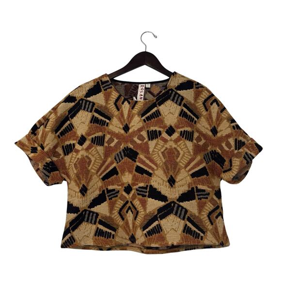 Dolan Geometric Patterned Crop Top - Orange and Black - Picture 3 of 11